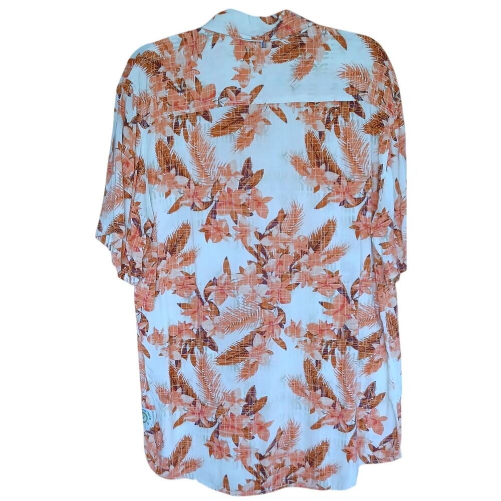 VTG Jimmy Buffet Tropical Floral Cabana Button Up Shirt Mens XL Orange and White - Picture 2 of 6